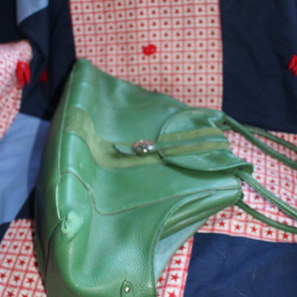 Vintage Cole Haan Green Leather Handbag Villager H04 Beautiful - Picture 5 of 9